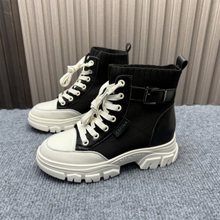 断码清仓处理内增高弹力袜子鞋女2025新款针织厚底百搭显瘦高帮鞋