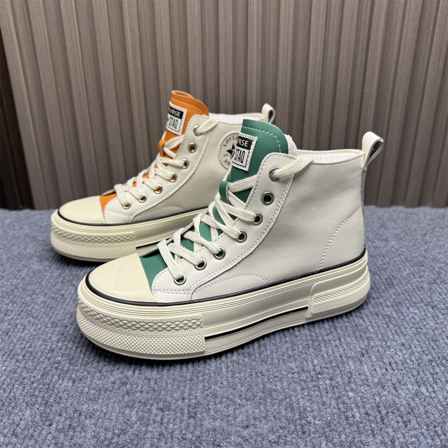 断码清仓处理真皮高帮鞋女2025秋季新款韩版厚底细带百搭运动板鞋