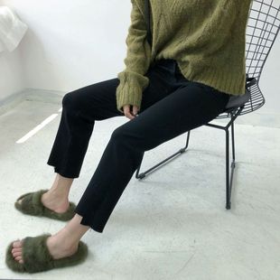 春天 九分小个子直筒小黑裤 女薄款 DJFASHIONPANTS黑色大弹力打底裤