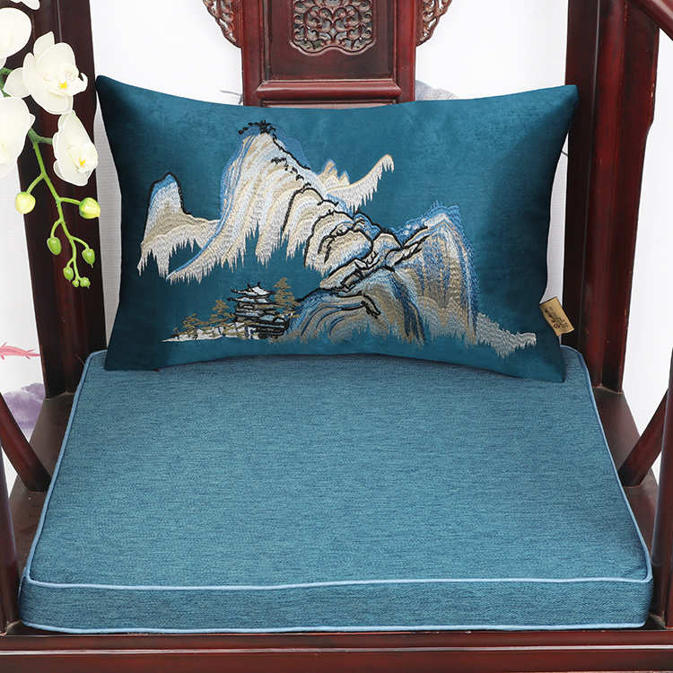 艺必旭红木中式风山水可定制坐垫