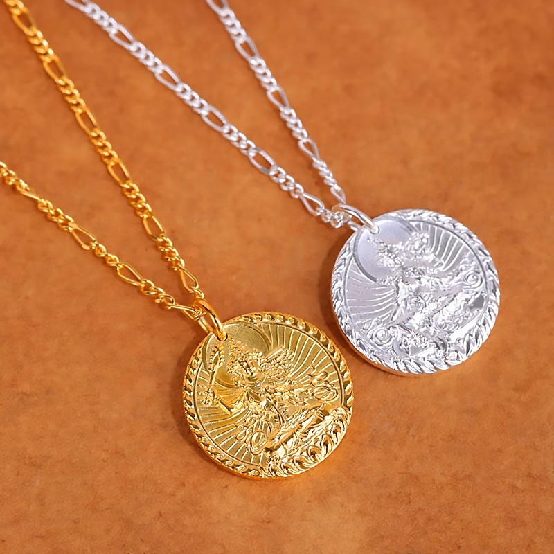 S925纯银镀金情侣黄财神吊坠度母