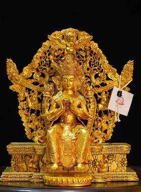 强巴佛七寸精品仿古鎏金铜像