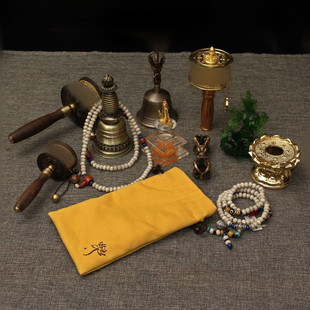 纯棉手摇袋子转动筒抽绳布袋法器防尘口袋包金袋双层加绒束口袋