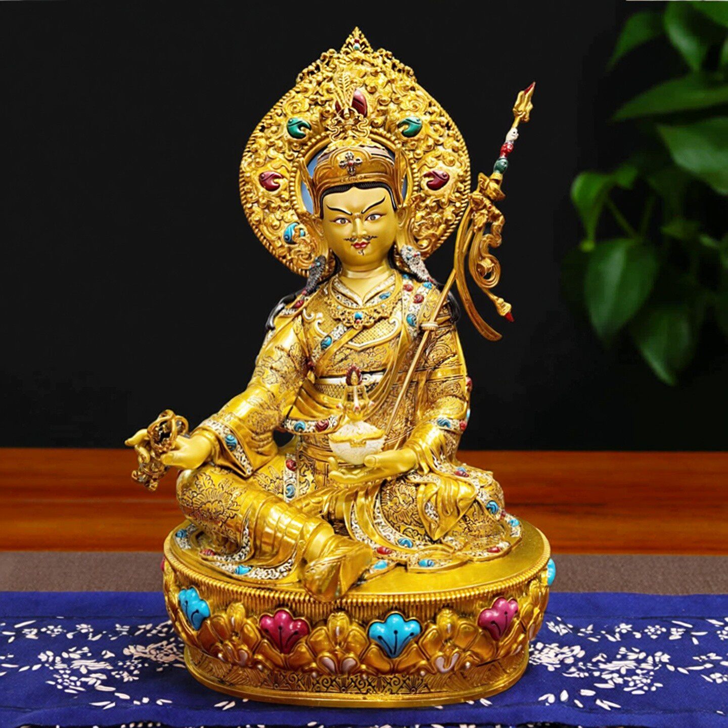 新款精工铜雕莲花生大士莲师佛像