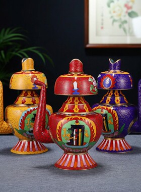 景泰蓝贲巴壶铜制净水瓶佛堂供奉