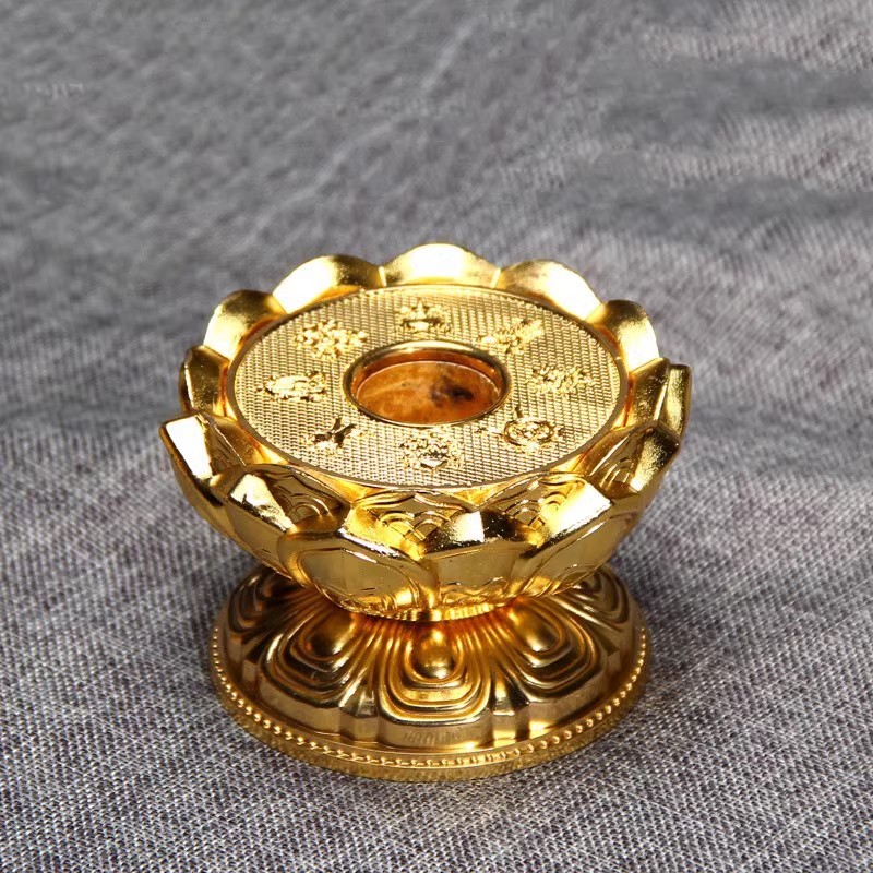 树脂八吉祥莲花底座手摇转金轮