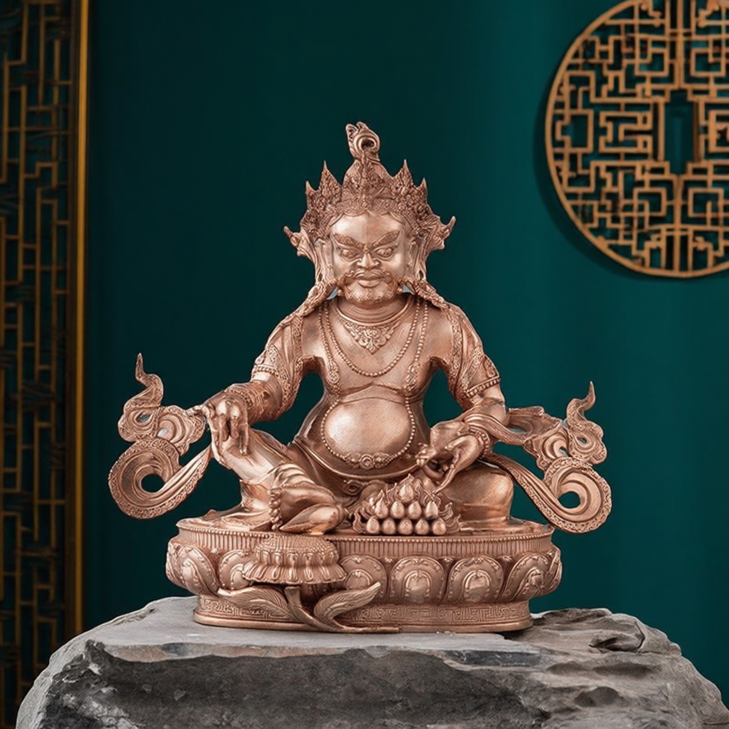 精品精工铸造红铜黄铜黄财神摆件