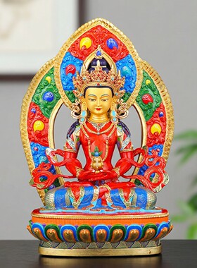 多款黄铜彩绘背光佛像黄财神摆件