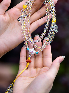 水晶念珠原创设计纯天然白色手链