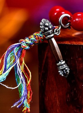 藏式民族风铜银格萨尔王权杖吊坠