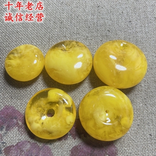天然二代蜜蜡琥珀鸡油黄金绞蜜溶洞妖花公主扣平安扣面包圈毛衣链