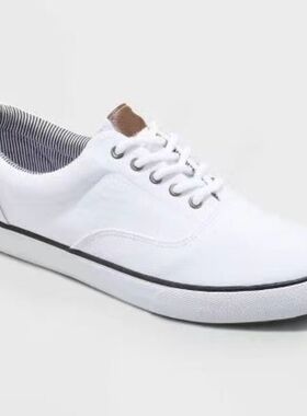 外贸男子运动鞋低帮系带帆布鞋白色透气45 46 47大码男鞋瑕疵处理