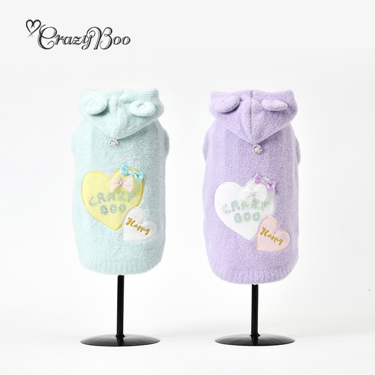 【小马】日本crazyboo可吉布2022秋冬新款狗狗衣服爱心云柔连帽衫