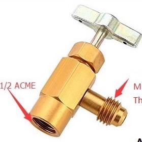 欧美生产R134a汽车空调雪种制冷剂开瓶器开瓶阀1/2ACME螺纹AC1214