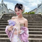 中式 新娘手捧花结婚团扇订婚礼创意花球仿真花扇子婚纱照摄影道具