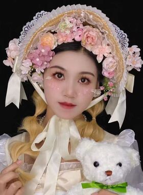 洛丽塔汉洋折衷礼帽波奈特BNT田园风lolita蕾丝蝴蝶结草帽沙滩帽
