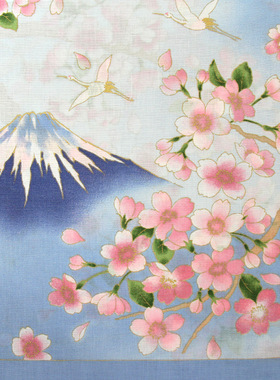 樱花纯棉富士山手帕日式和风