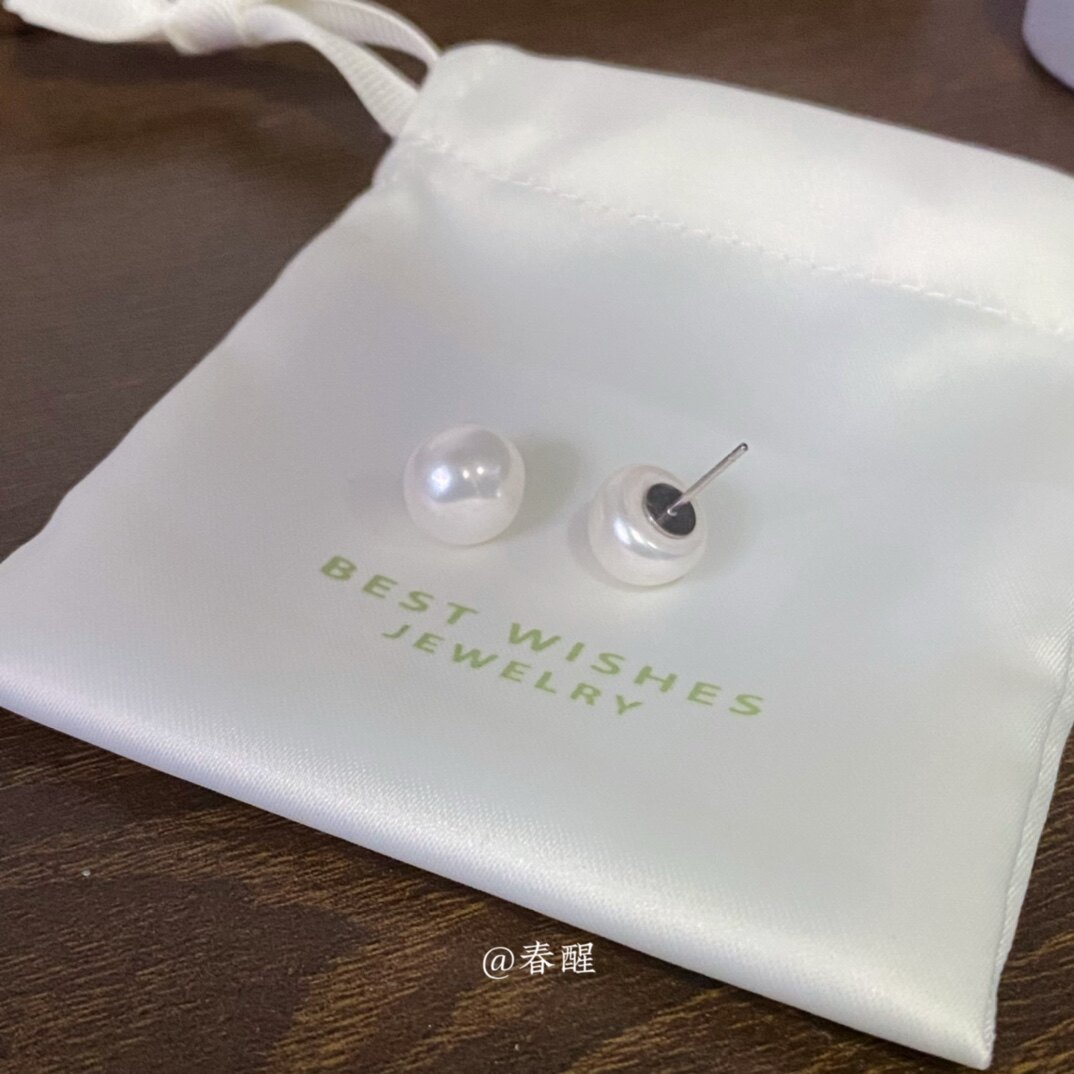春醒天然淡水扁圆馒头珍珠耳钉