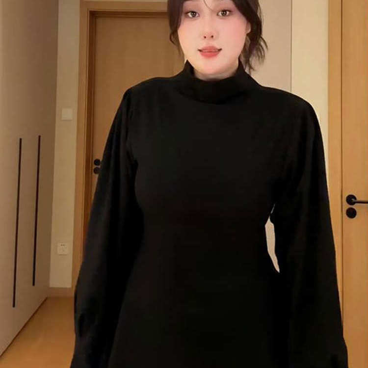 大码胖mm半高领磨毛德绒打底衫