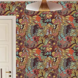 波西米亚风格墙纸自粘中古风家具翻新改造柜子玻璃门装饰贴纸防水