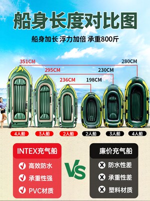 intx橡e艇皮充气船加68347厚双人海鹰皮划艇钓鱼船漂气流垫船皮筏