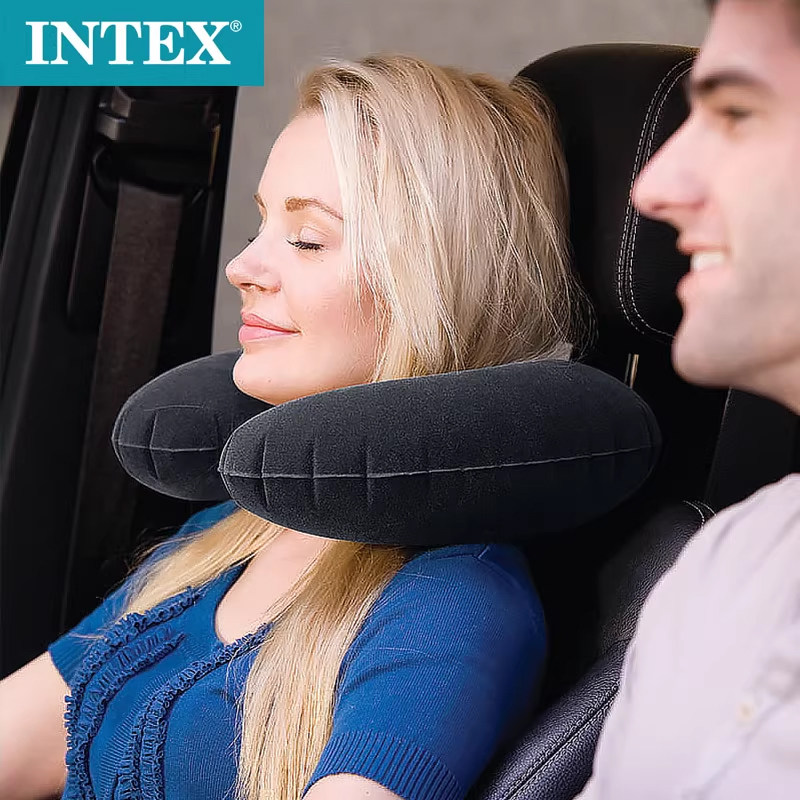 INTEX充气便携旅行枕户外露营枕头U形护颈枕办公室午休休闲枕头