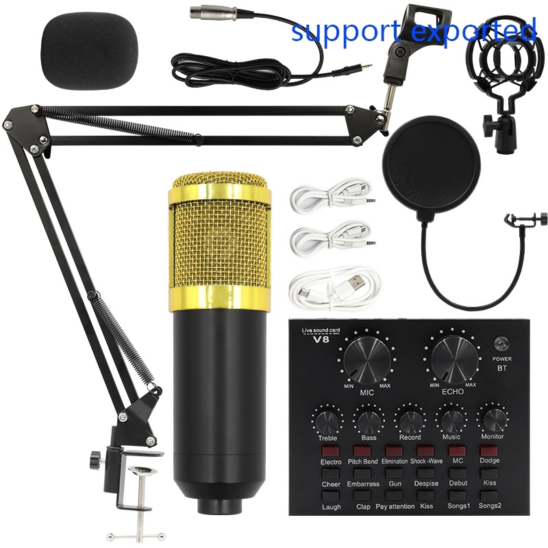 Bm800 condenser microphone+ V8 sound card computer recordin