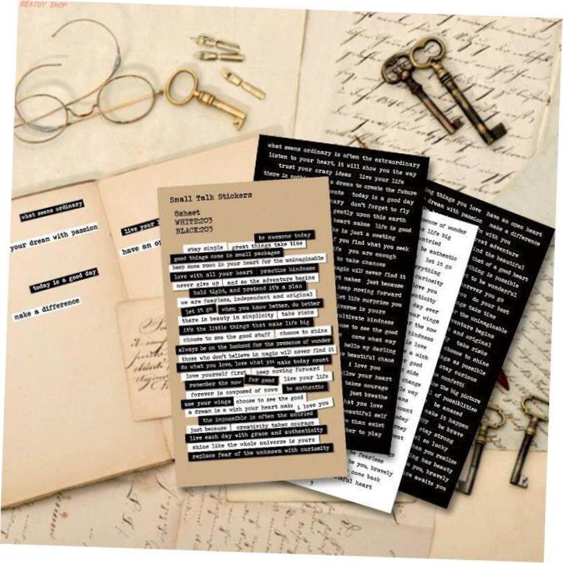 406PCS Vintage Small Talk Text Collection Stickers DIY Diary