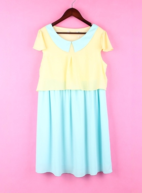 【徐08】100SYMM784库存剪标女夏套头圆领短袖拼接孕妇连衣裙