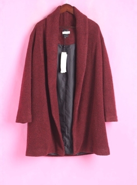 【徐】包邮艾系列AG148267库存清仓春秋女翻领长袖毛呢外套