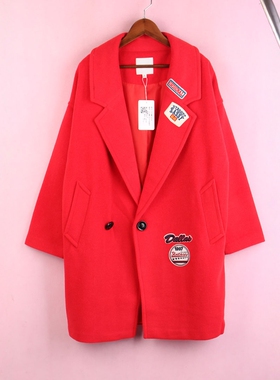 【徐08】100SYMM249女秋冬季开衫翻领长袖孕妇妈咪毛呢大衣外套