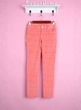 【徐08】坚系列43JCWD305女专柜春秋菱花低腰锥型修身棉裤子