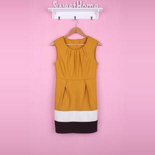 拼接毛呢连衣裙子 39Lgg668女秋冬休闲套头圆领修身 徐