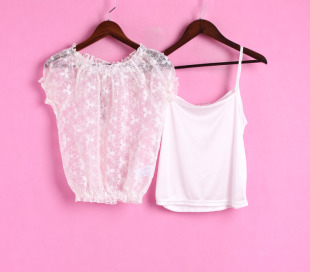 雪纺衫 NC系列131NC068库存女夏短袖 万 打底吊带两件套 徐08