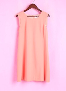 套头圆领无袖 R系列142112库存清仓夏女式 纯色休闲连衣裙 徐08