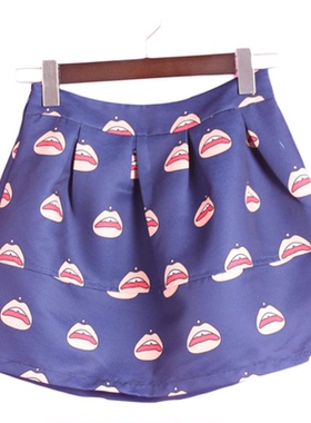 【徐08】[万]C系列CBM148319春秋季女士半身裙深蓝色包臀印花短裙