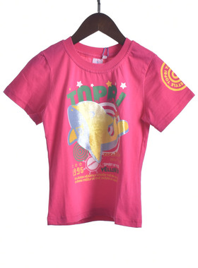 【徐】181014库存上新夏季圆领女童装圆领印花背心短袖棉T恤