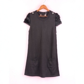 黑色针织孕妇连衣裙 圆领短袖 徐08 100SYMM609上新剪标春秋女式