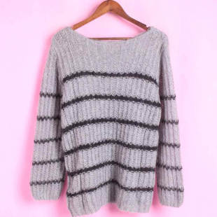 黑灰针织衫 设系列147005春秋女套头圆领长袖 上衣 徐08