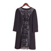 黑色气质连衣裙 女套头圆领长袖 徐08 R系列142108清仓春秋新款