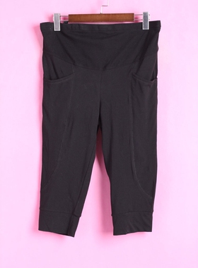 【徐08】337172 SYMM库存剪标女夏拼接高腰修身孕妇裤打底裤