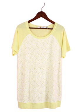 【徐08】104SYMM110库存剪标女夏套头黄色圆领短袖肥大孕妇T恤衫