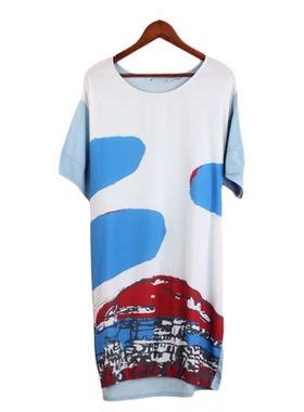 【徐08】十月系列100SYMM253剪标女夏圆领短袖印花孕妇妈咪连衣裙