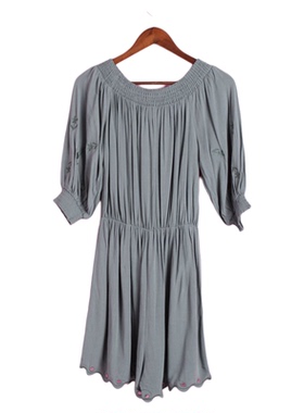 【徐07】香蕉系列124XJBB452女夏季时尚一字肩绑结连体裤连衣短裤