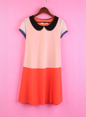 【徐08】104SYMM035库存剪标上新女夏套头短袖拼接宽松孕妇连衣裙