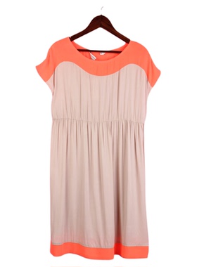 【徐08】104SYMM026库存剪标上新女夏圆领收腰百褶休闲孕妇连衣裙