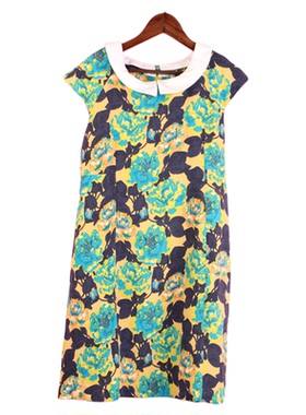 【徐08】104SYMM115库存剪标上新女夏活动领短袖印花孕妇装连衣裙