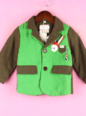 【徐10】[万]16HPFS297春秋季女童装开衫翻领长袖拼接休闲短外套