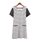 瑕疵 条纹孕妇休闲连衣裙 徐08 100SYMM369剪标女春秋圆领短袖