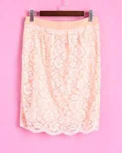 R系列142103库存清仓女半身裙春夏橘色百搭蕾丝短裙子 徐08